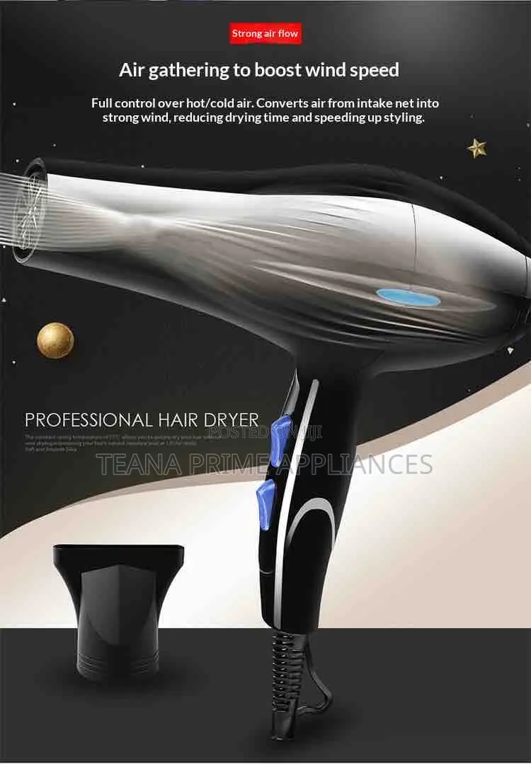 Professional Hair Dryer Hm-8020 High Power Fast Drying ,5 Heat Setting
