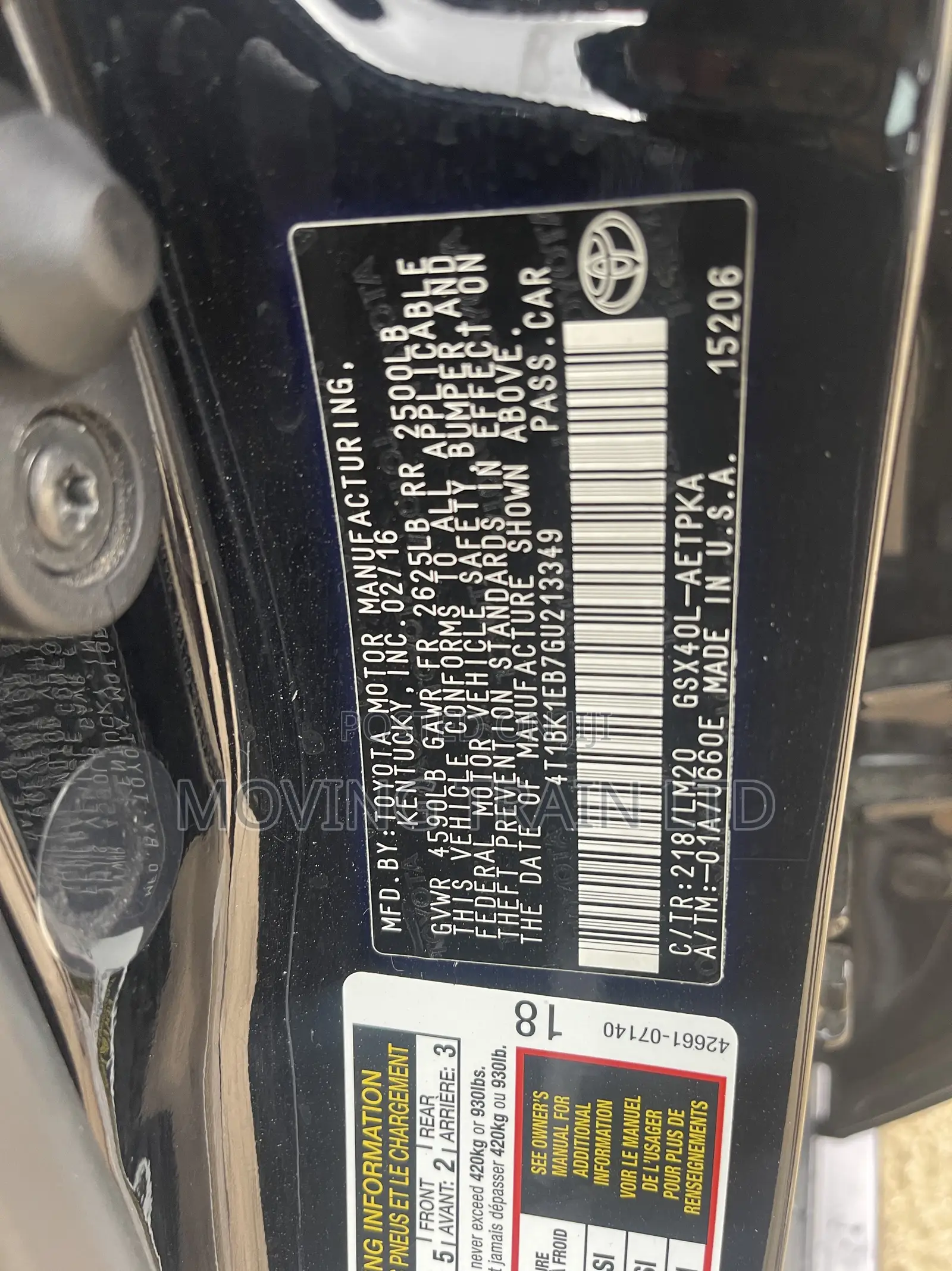 Toyota Avalon Limited FWD Sedan (3.6L 6cyl 6A) 2016 Black