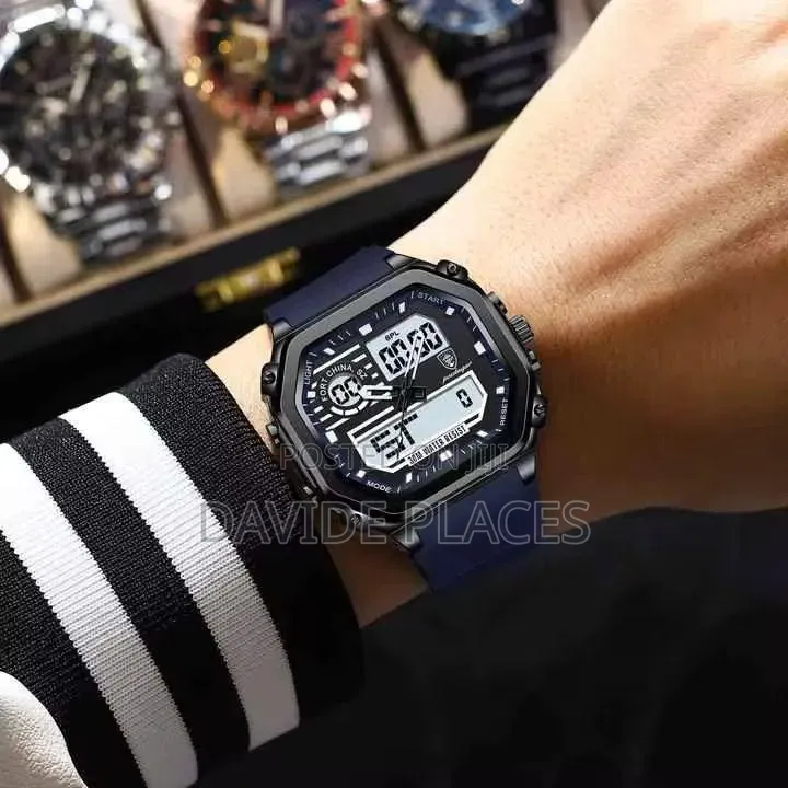 *Poedagar Rubber* _Digital and Analog Time_ Waterproofs With Sapph
