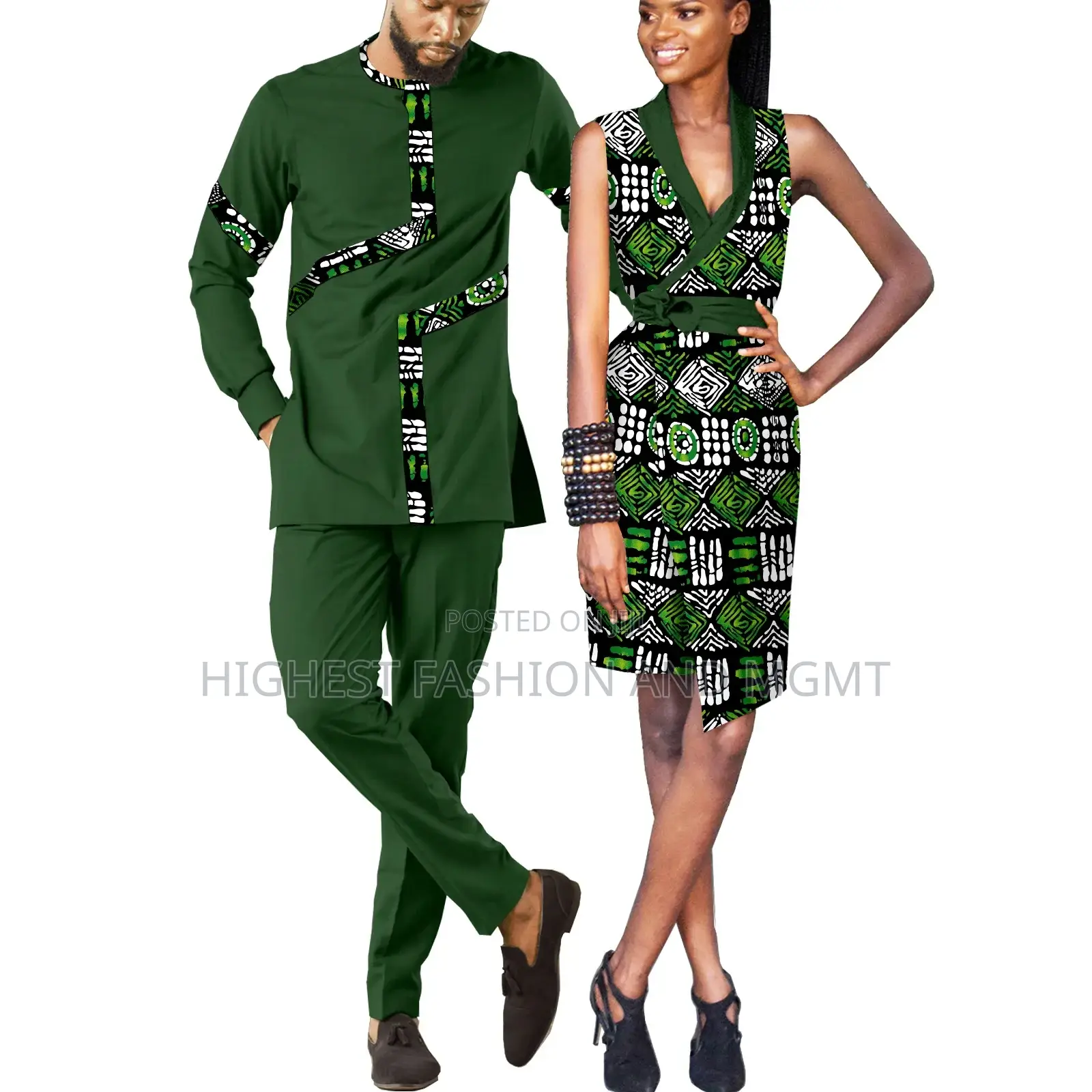 Different Print and Dashiki Outfit for Couples - Style 432