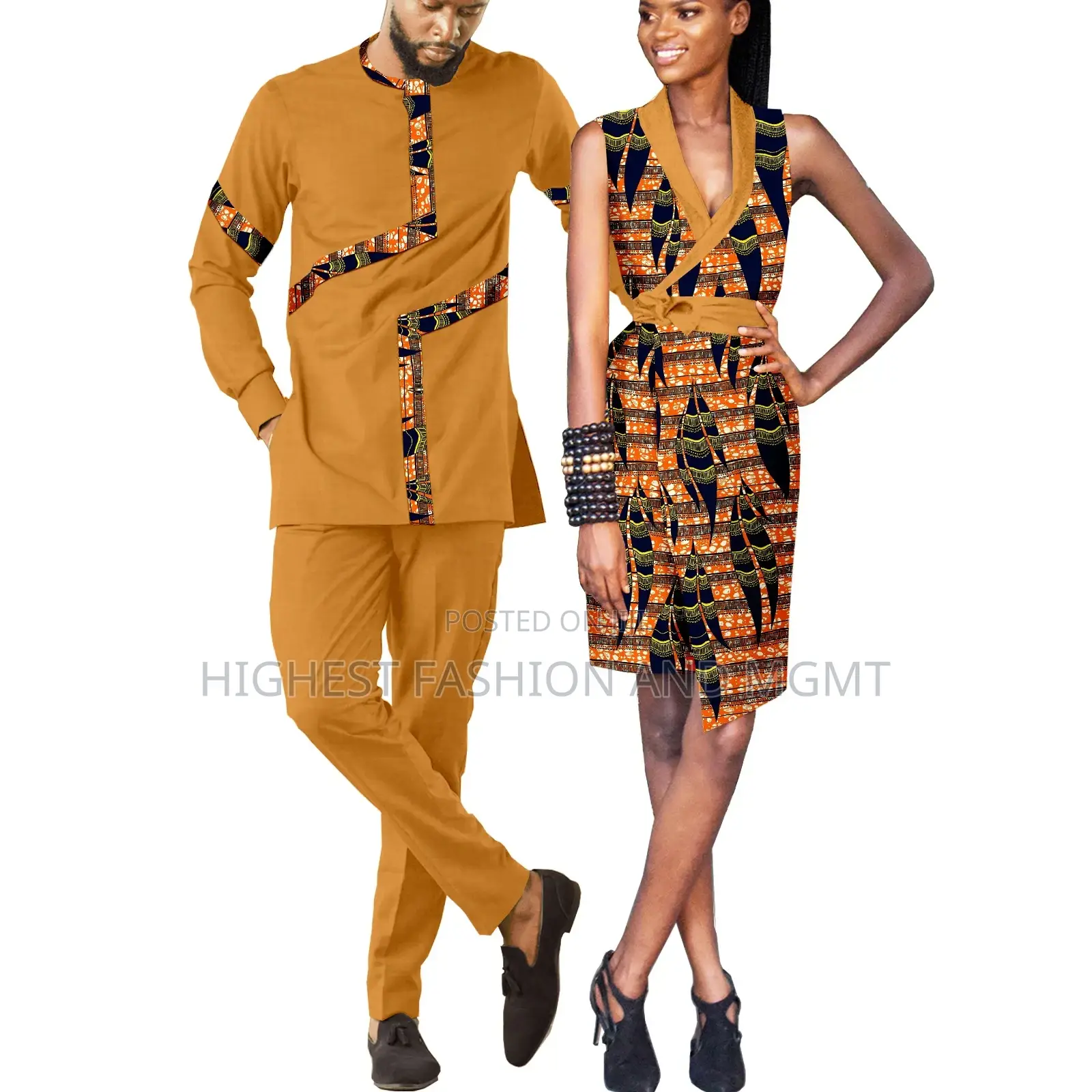 Different Print and Dashiki Outfit for Couples - Style 432