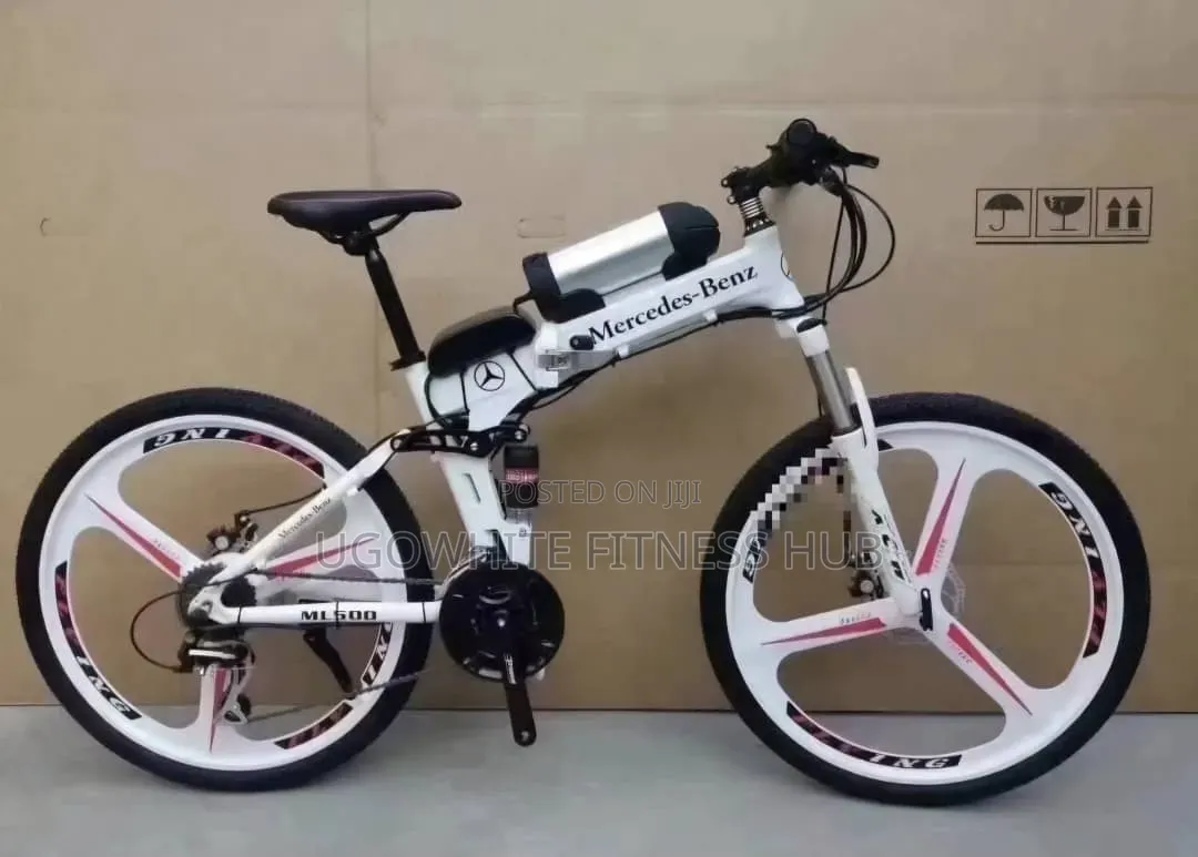 White Foldable Electric Bicycle Resembles a Mercedes-Benz Branded