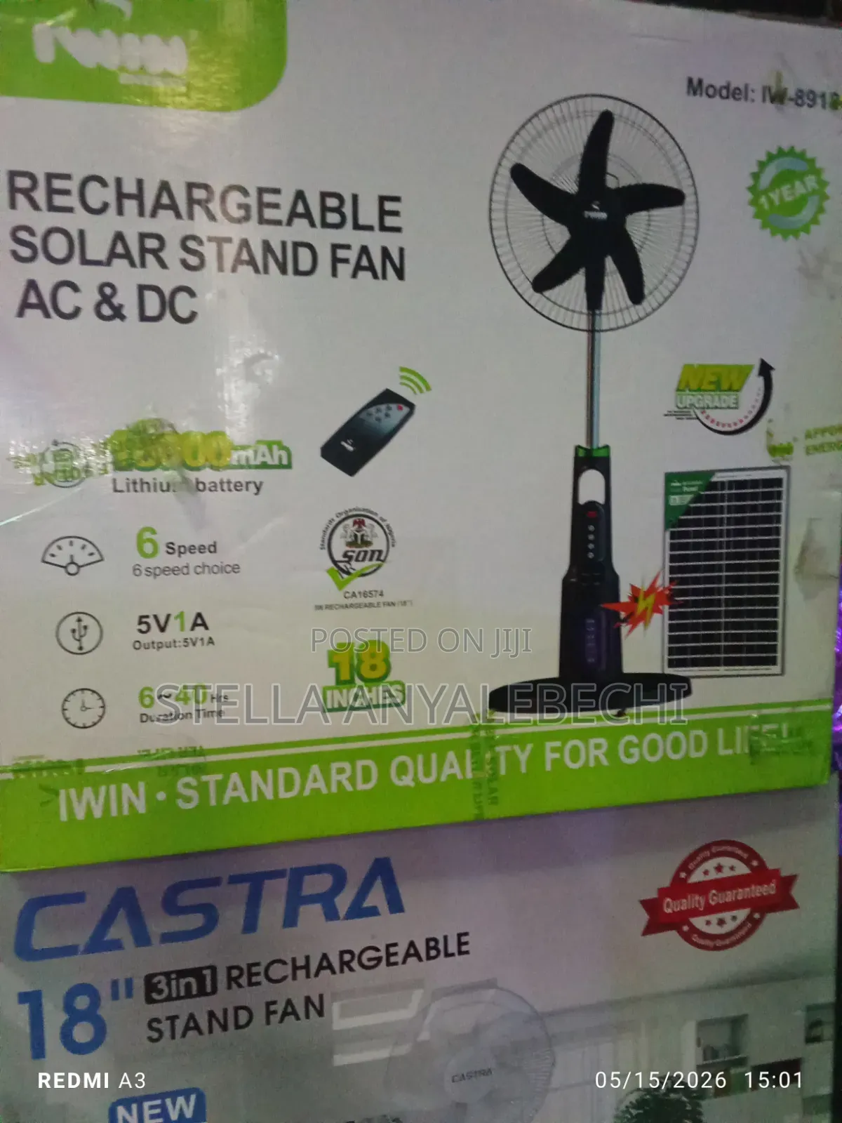 Ac/Dc Rechargeable Solar Standing Fan With Mosquitoe Killer