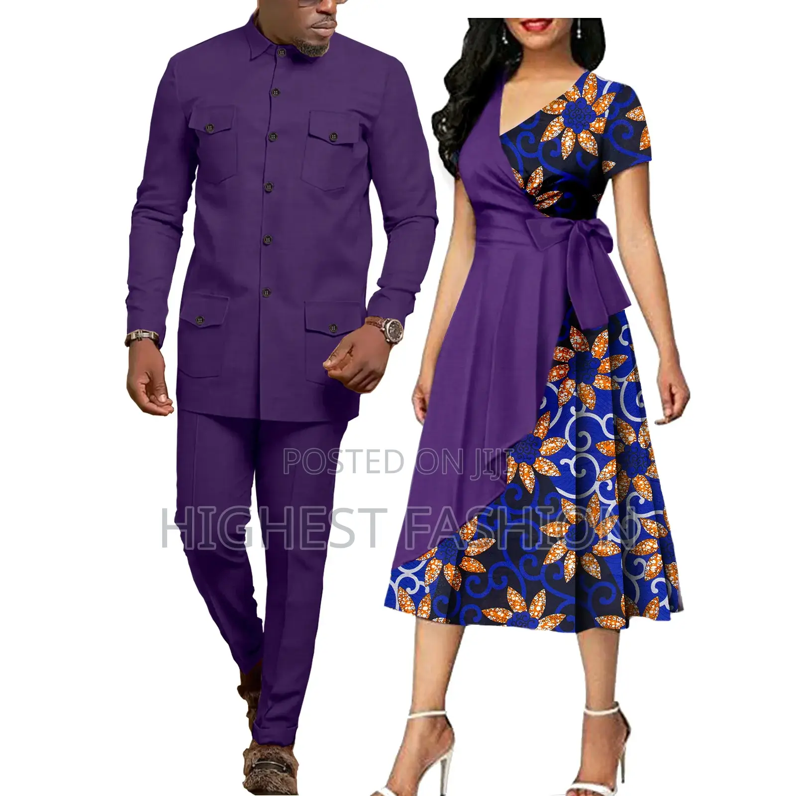 Ankara and Material Matching Outfit for Couples