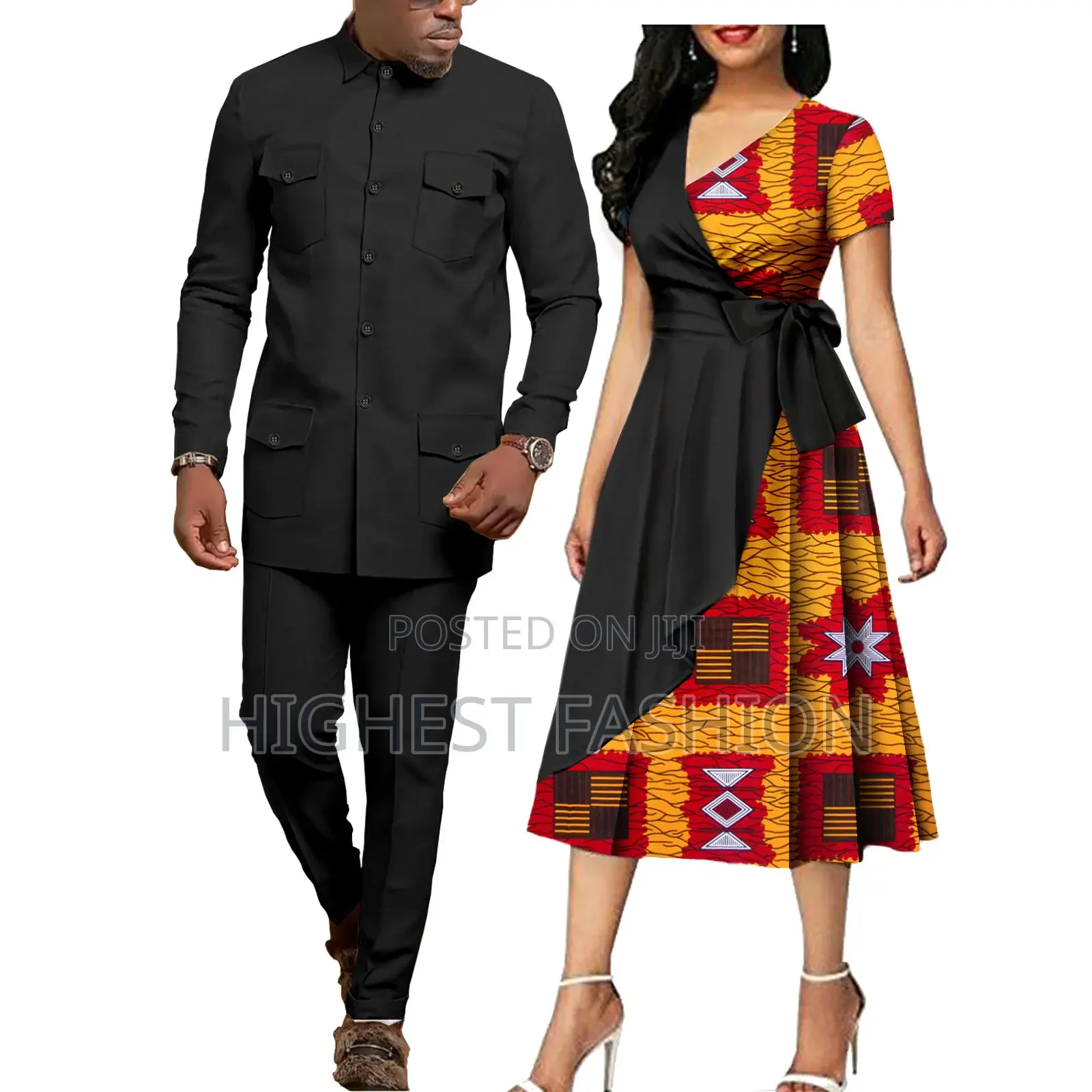 Ankara and Material Matching Outfit for Couples