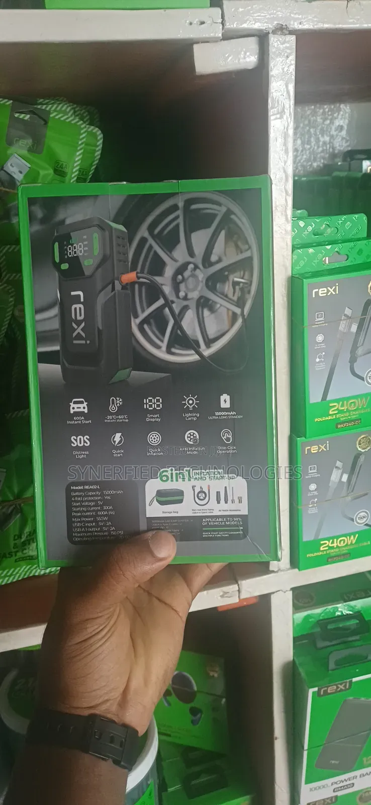 Rexi Rea02-L 6-in-1 Car Jump Starter Tyre Inflator