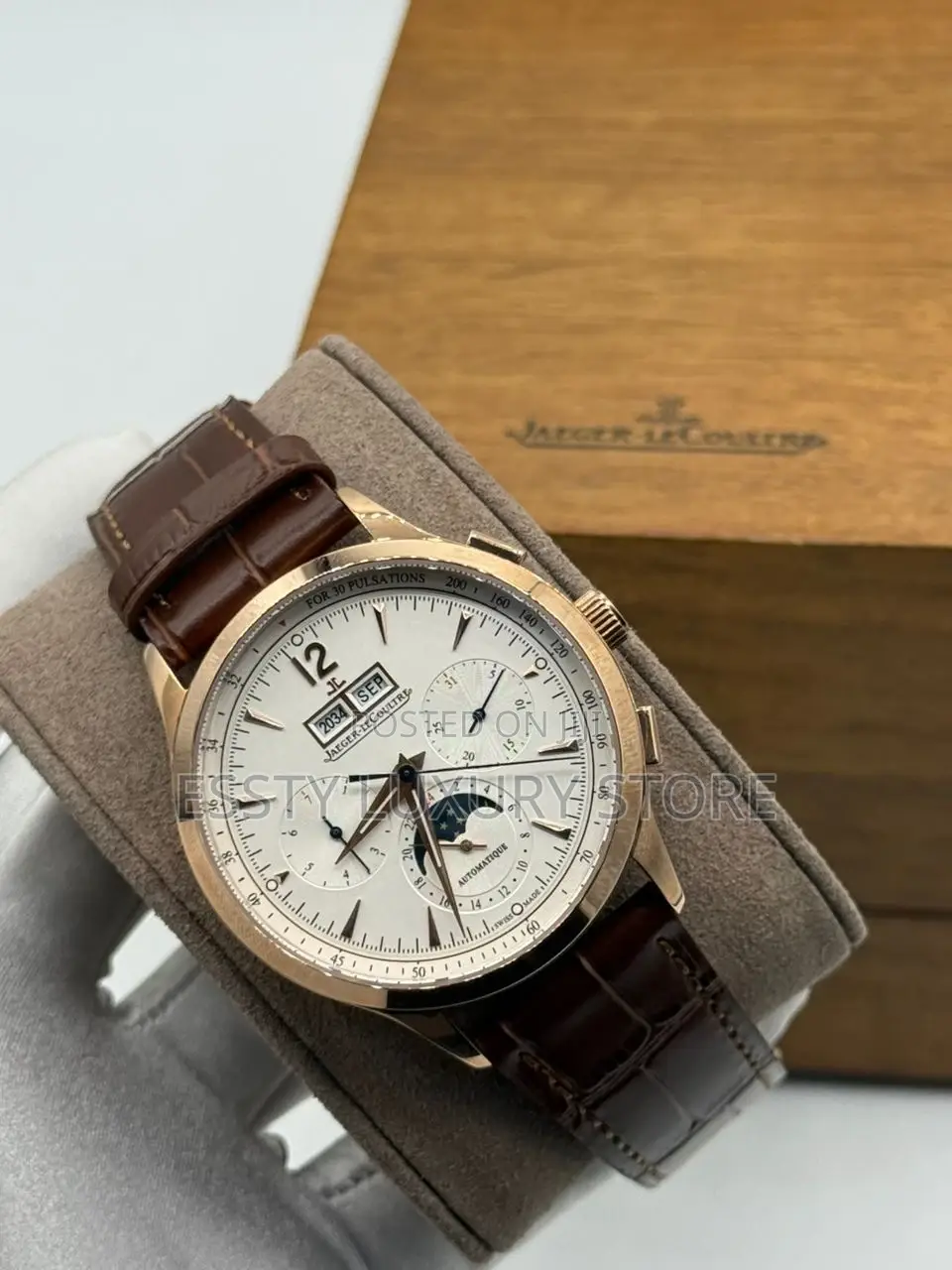 Jaeger-Lecoultre Quality Luxury Men Genuine Leather Wristwatch