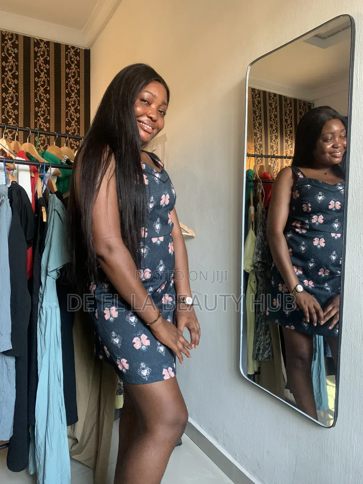 Elegant Navy Floral Mini Dress