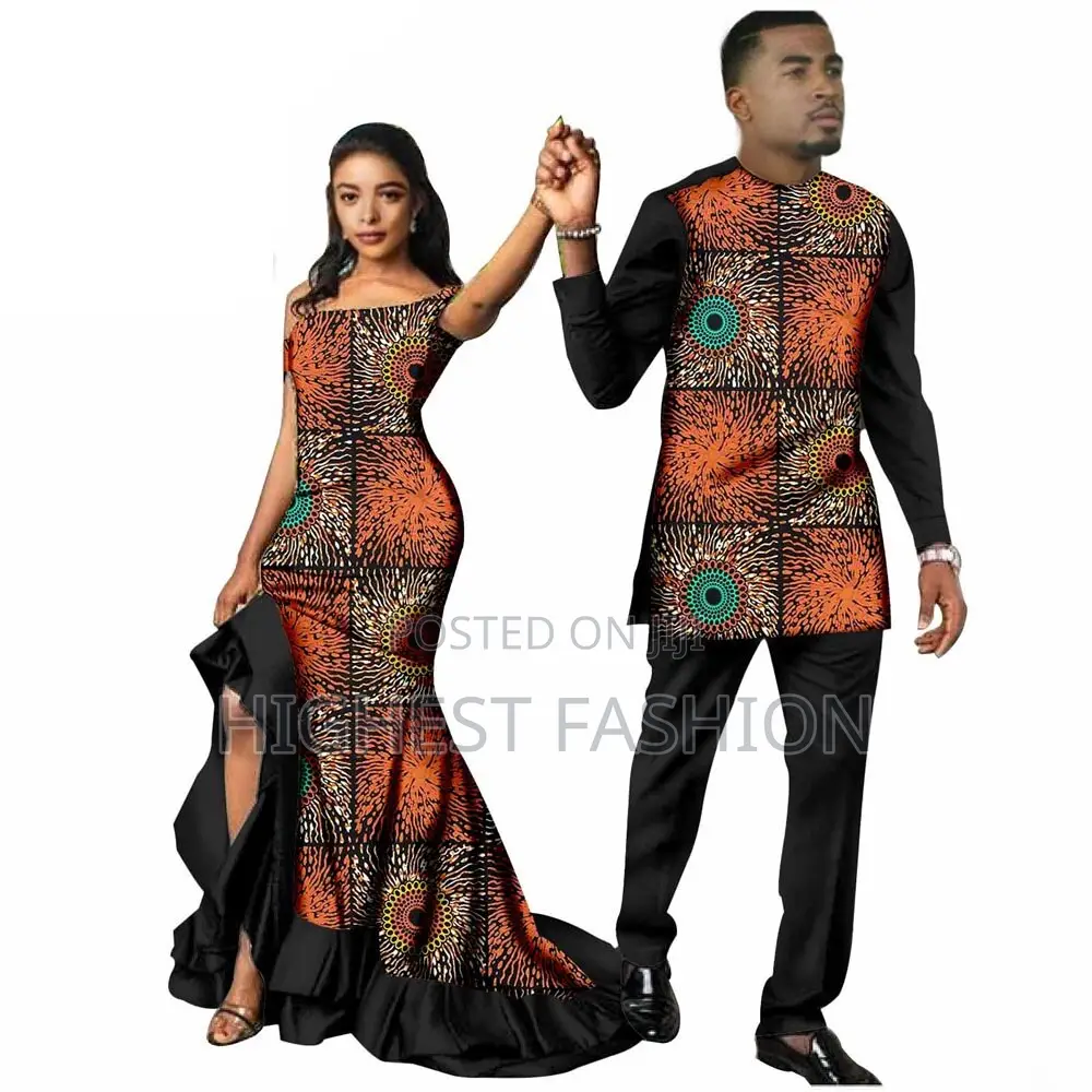Long Dresses Matching Men Outfit Top and Pants Sets