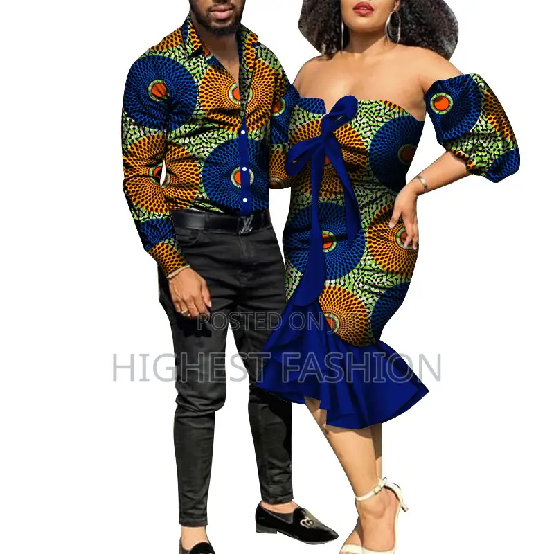 Matching African Long Sleeve Shirt Top + Strapless Dress