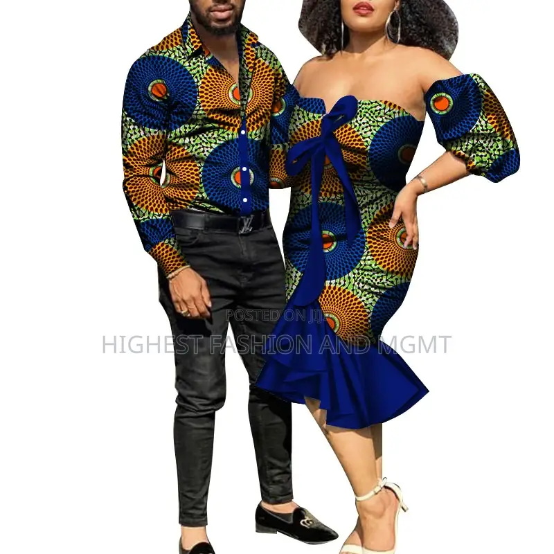 Matching African Long Sleeve Shirt Top + Strapless Dress