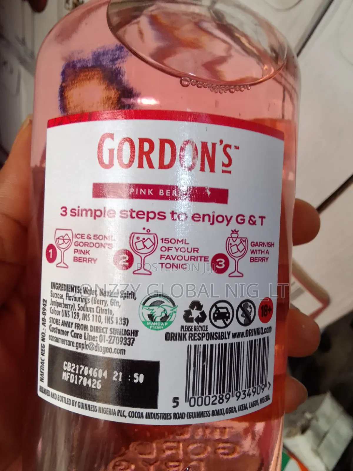 Gordon's Pink Berry Per Bottle