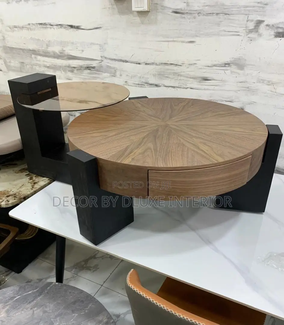 Italian Minimalism Medieval Style Walnut Round Coffee Table