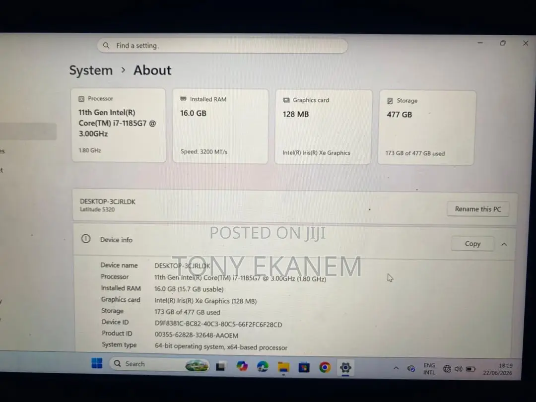 Laptop Dell 16GB Intel Core Ultra 7 SSD 500GB