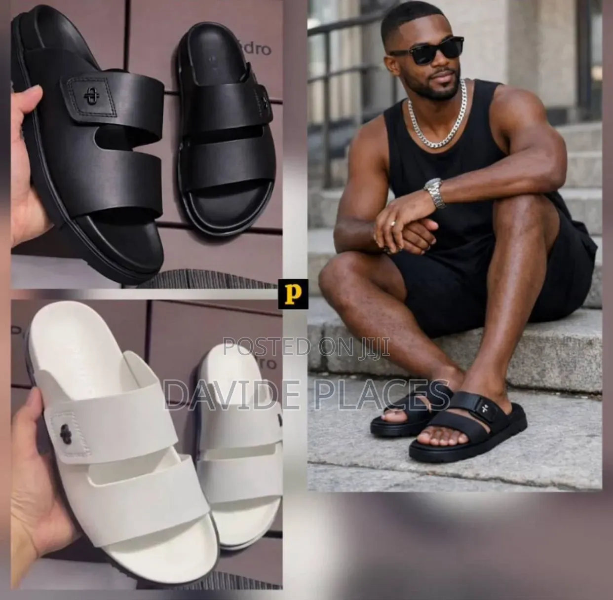 Luxury Hermes Leather Slide Available in Black, Brown and Gray