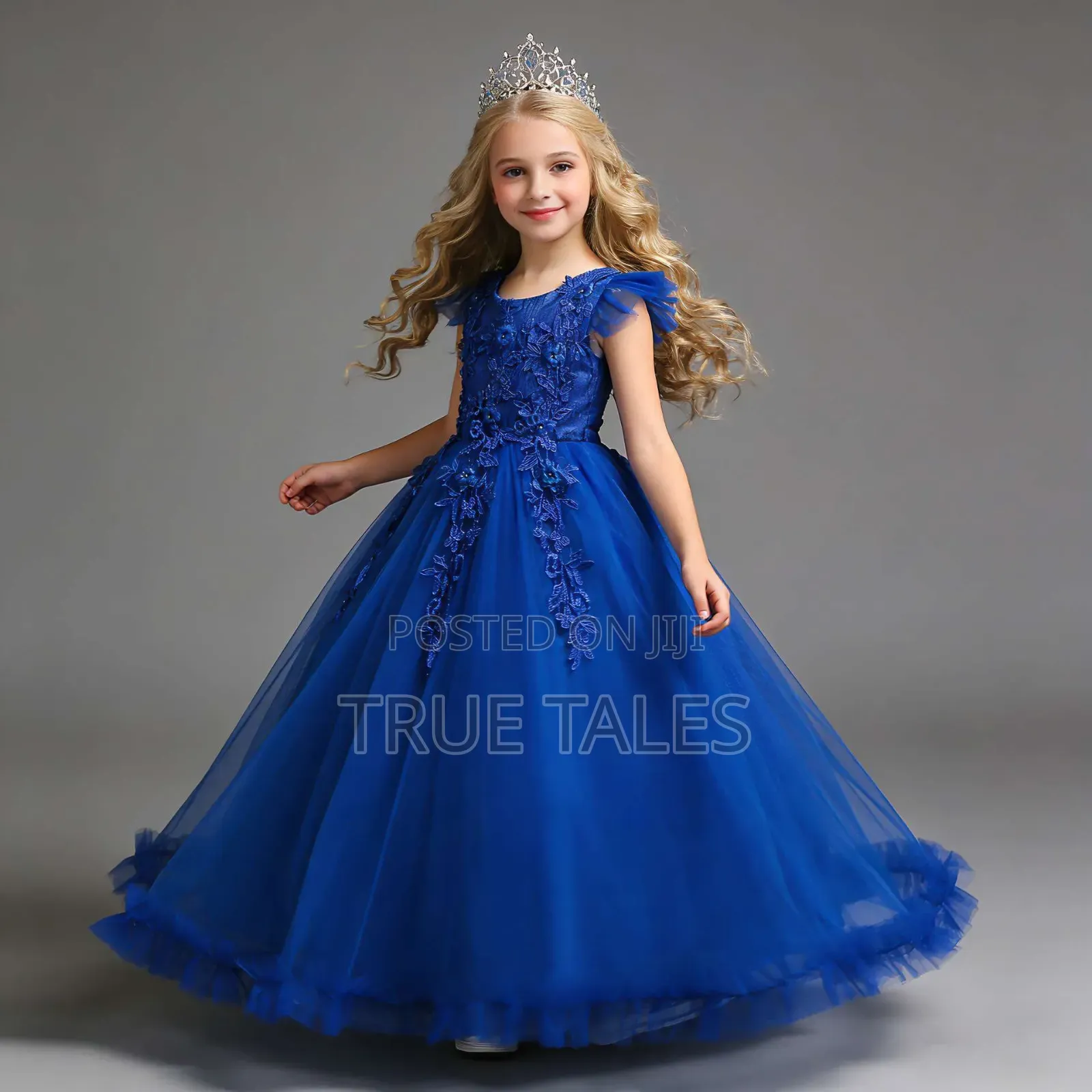 Girls Cap-Sleeves Cinderella Ball Gown Dress