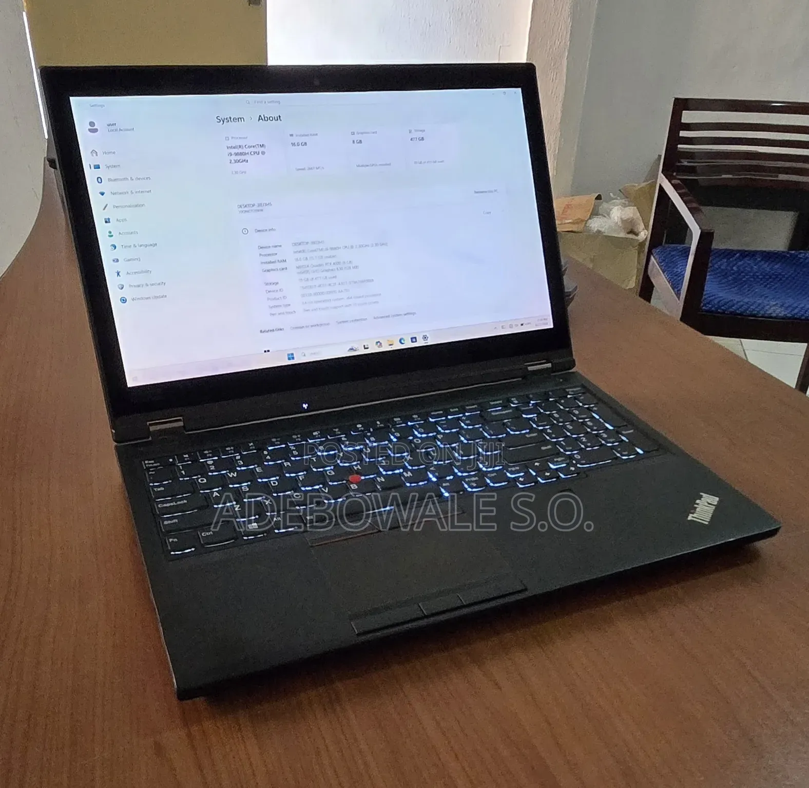Laptop Lenovo ThinkPad P53 16GB Intel Core i9 SSD 512GB