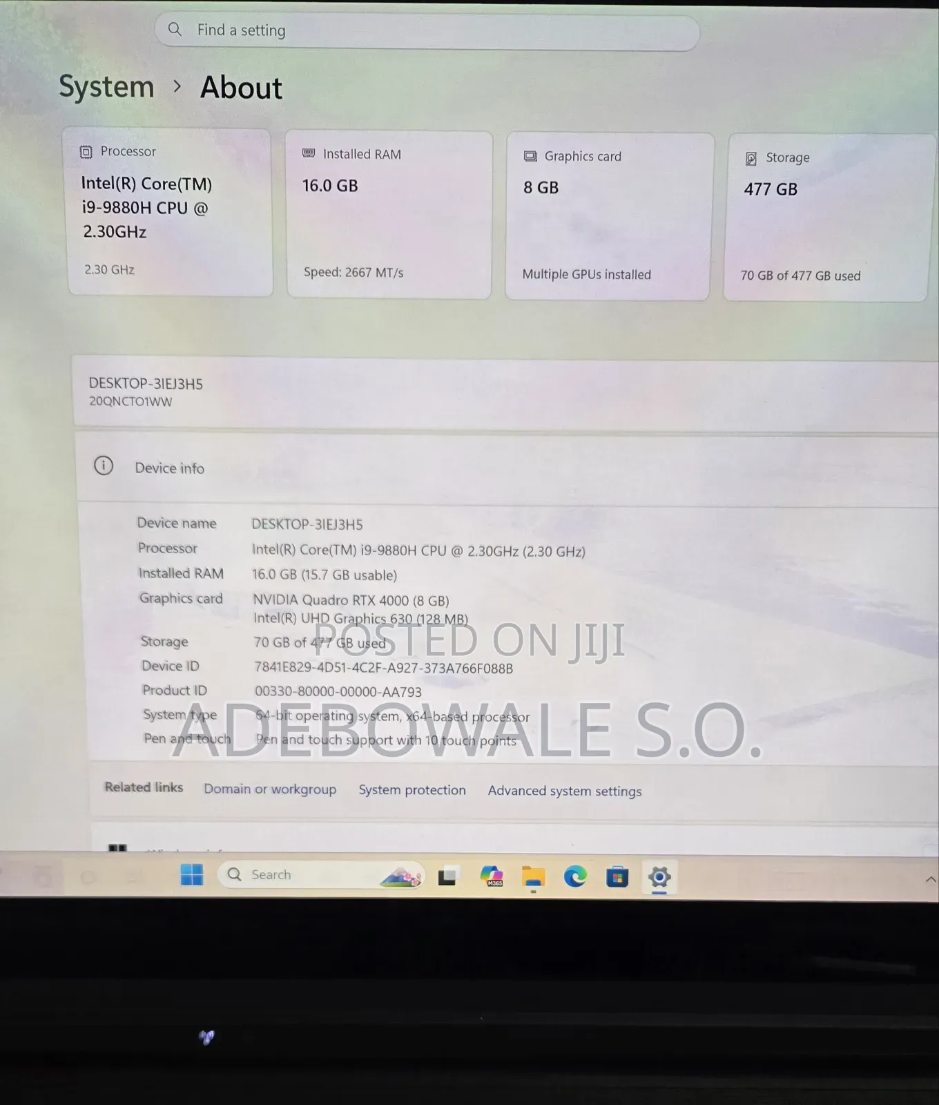 Laptop Lenovo ThinkPad P53 16GB Intel Core i9 SSD 512GB