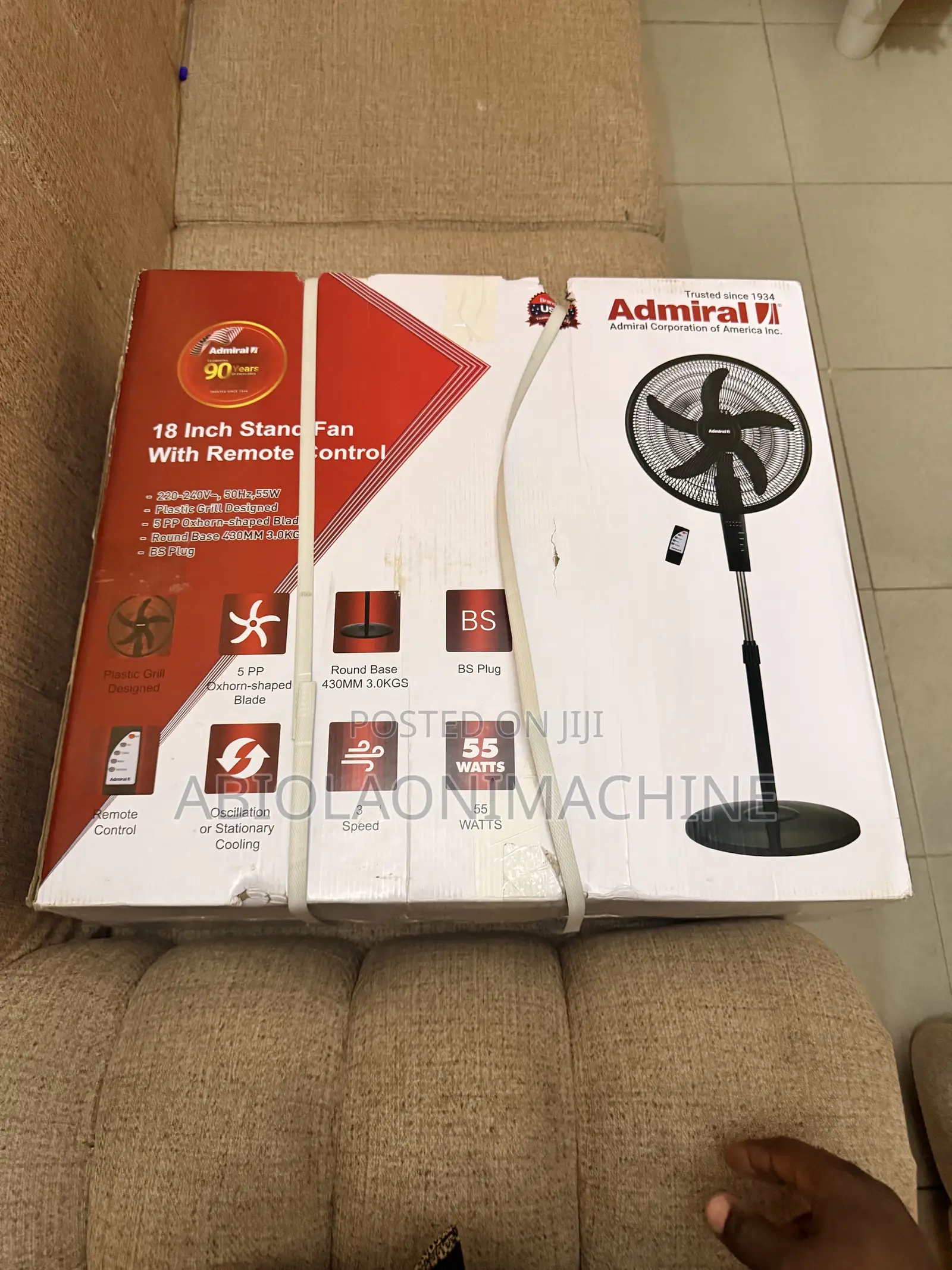 Admiral 18-Inch Stand Fan With Remote Control