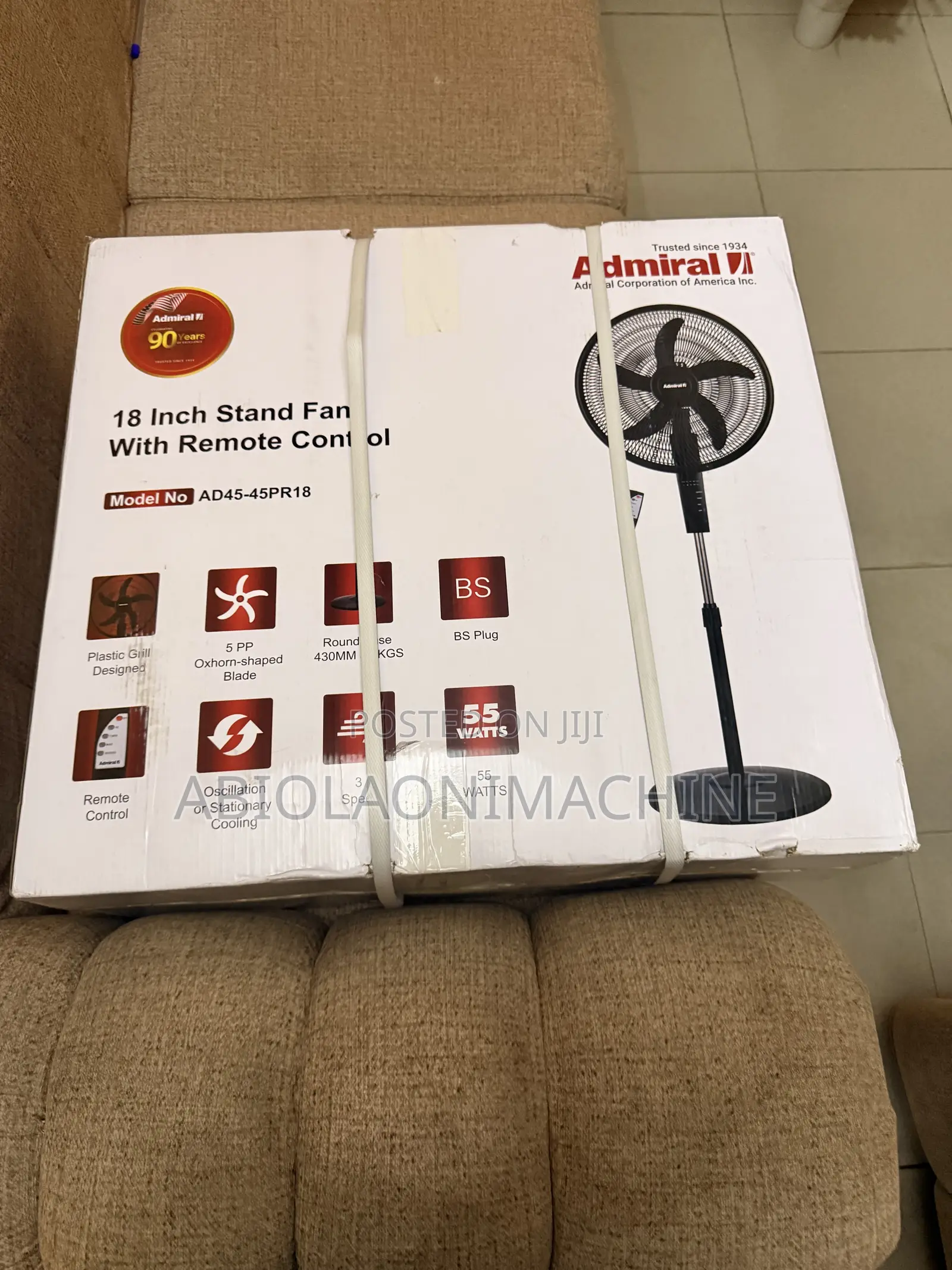 Admiral 18-Inch Stand Fan With Remote Control
