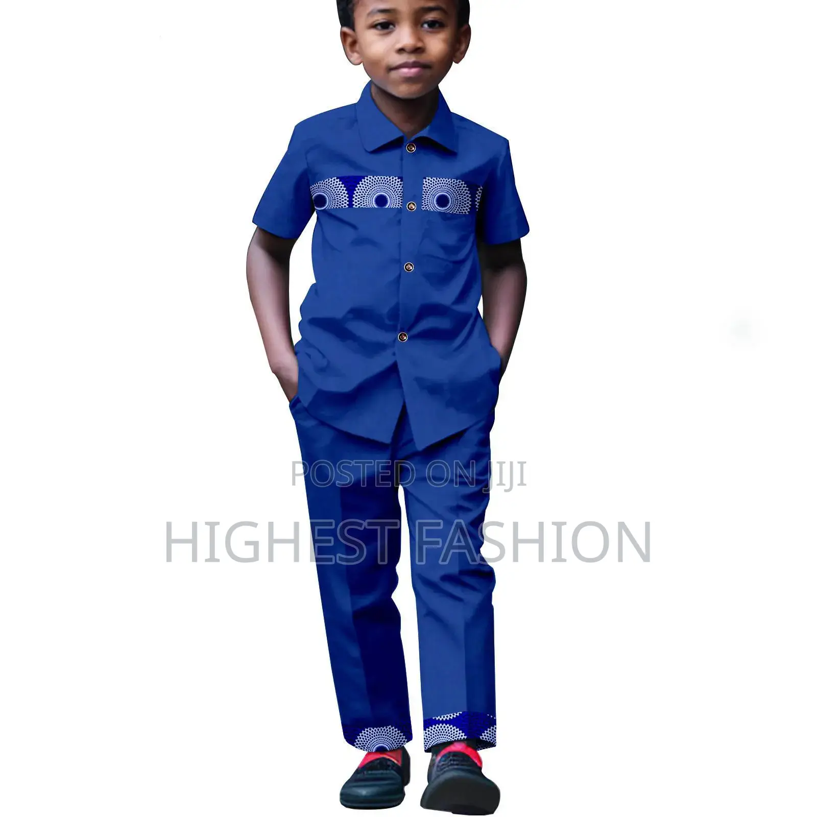 Turn-Down Collar Dashiki Shirt and Pant
