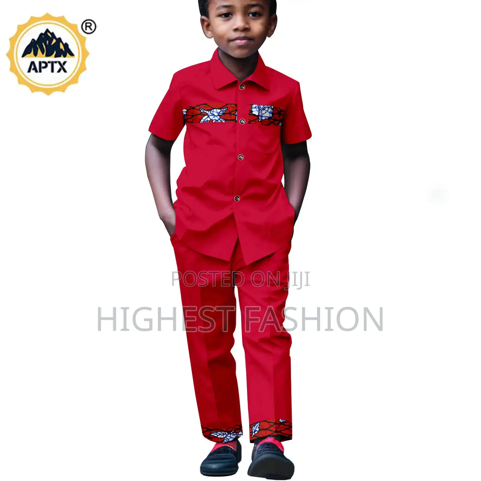 Turn-Down Collar Dashiki Shirt and Pant