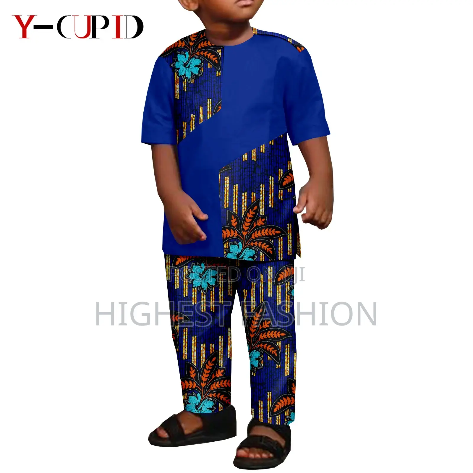 Short Sleeve Print and Dashiki Outfit