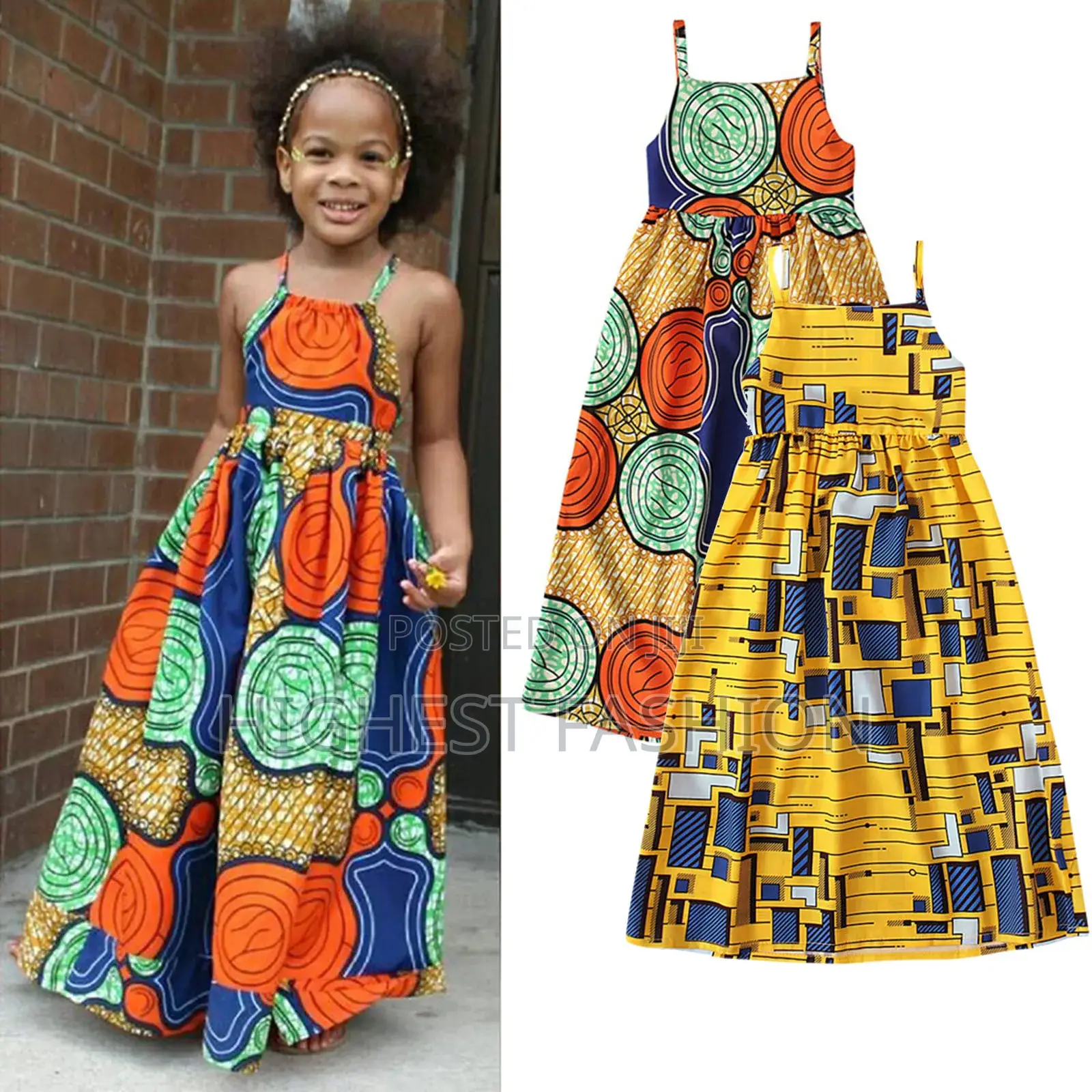 Sleeveless Strap Ankara Backless Dress