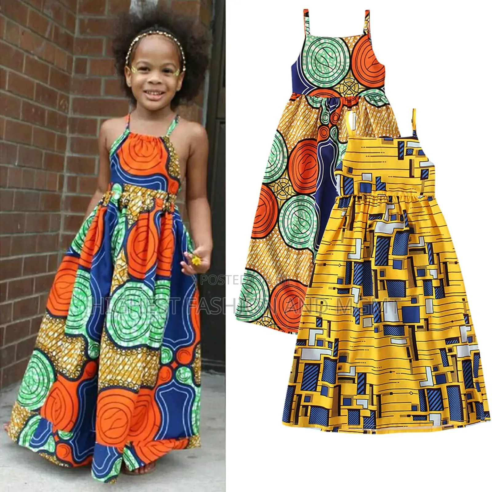 Sleeveless Strap Ankara Backless Dress