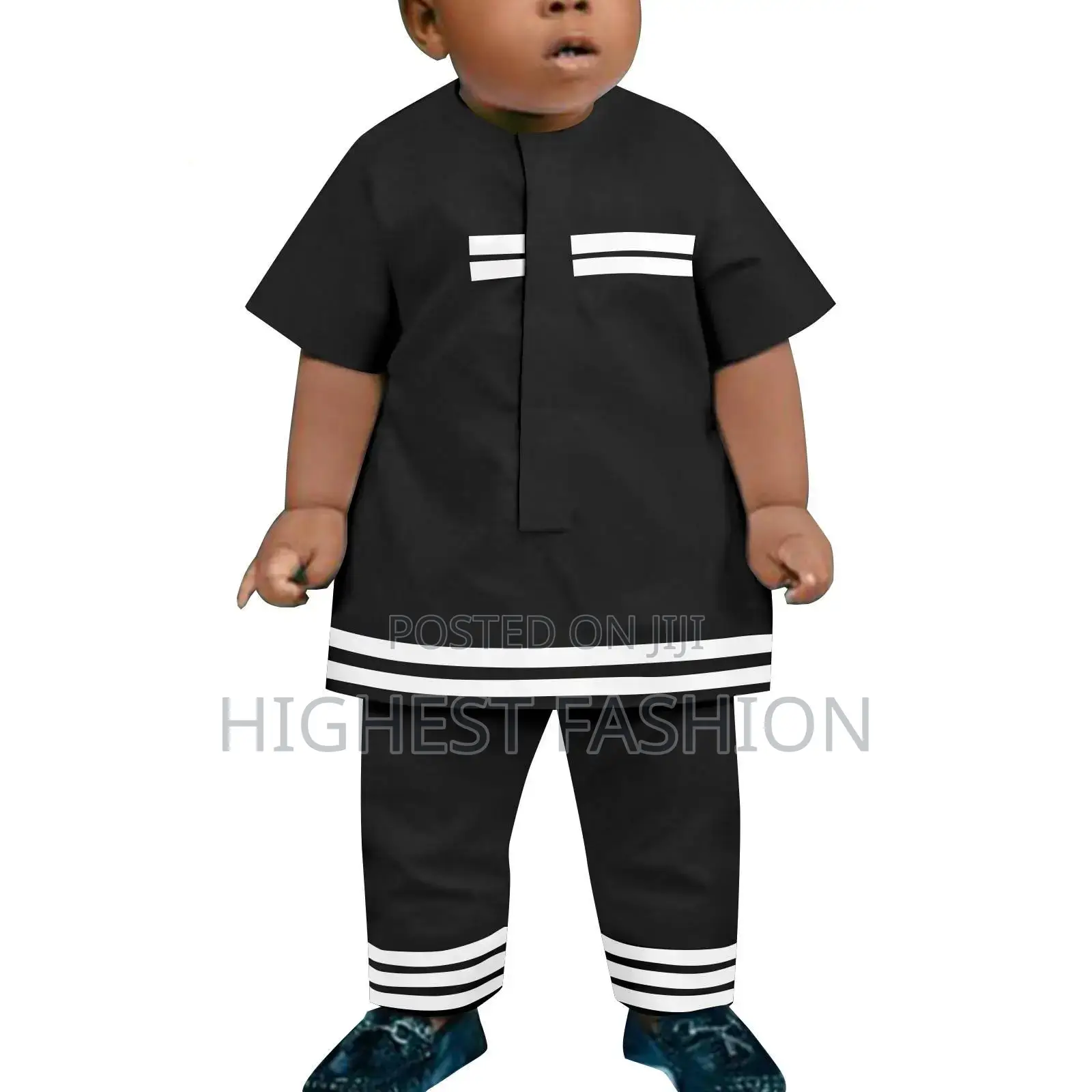 Short Sleeve Striped Shirt and Pant Sets