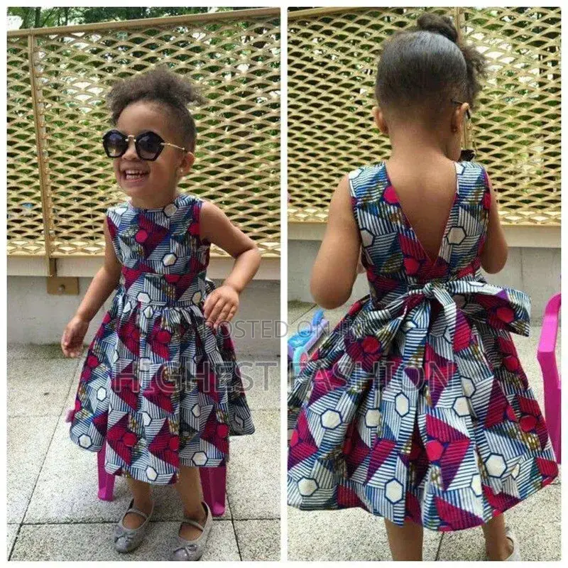 V-Neck Sleeveless African Ankara Dress