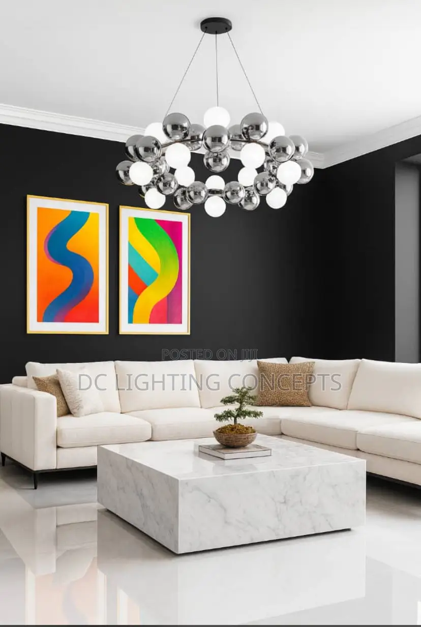 Nordic Style Black and White Magic Bean Indoor Chandelier.