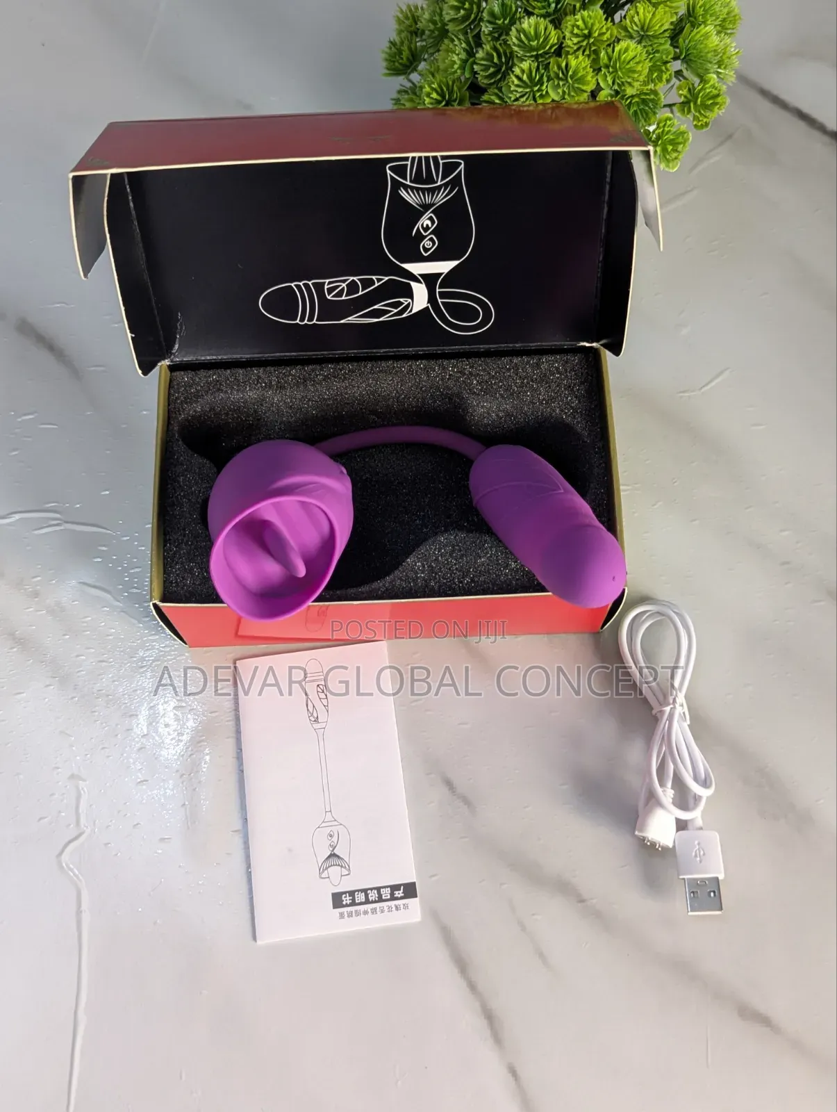 Usb Two-in-One Clitoral Stimulator Toy Rose Vibrator