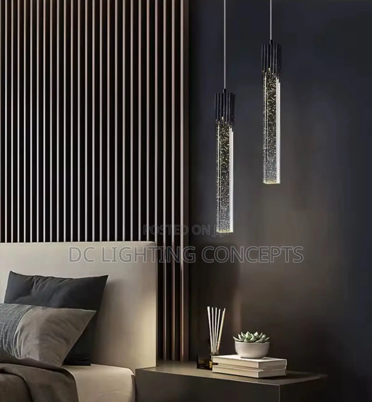 Modern 1-Light Gold/Black Acrylic Glass Tube Pendant Kitchen Light.