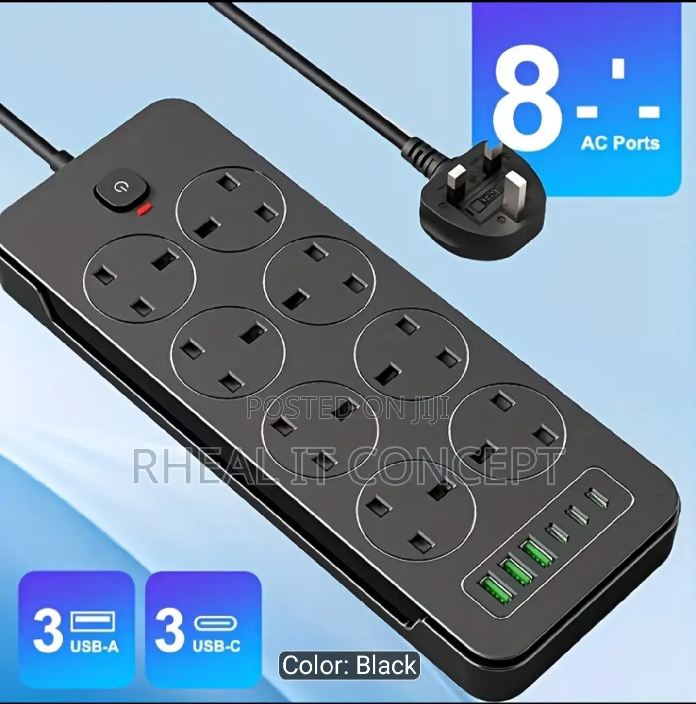 Power Strip 8ports Surge Extension Box With Usb and Type C Ports