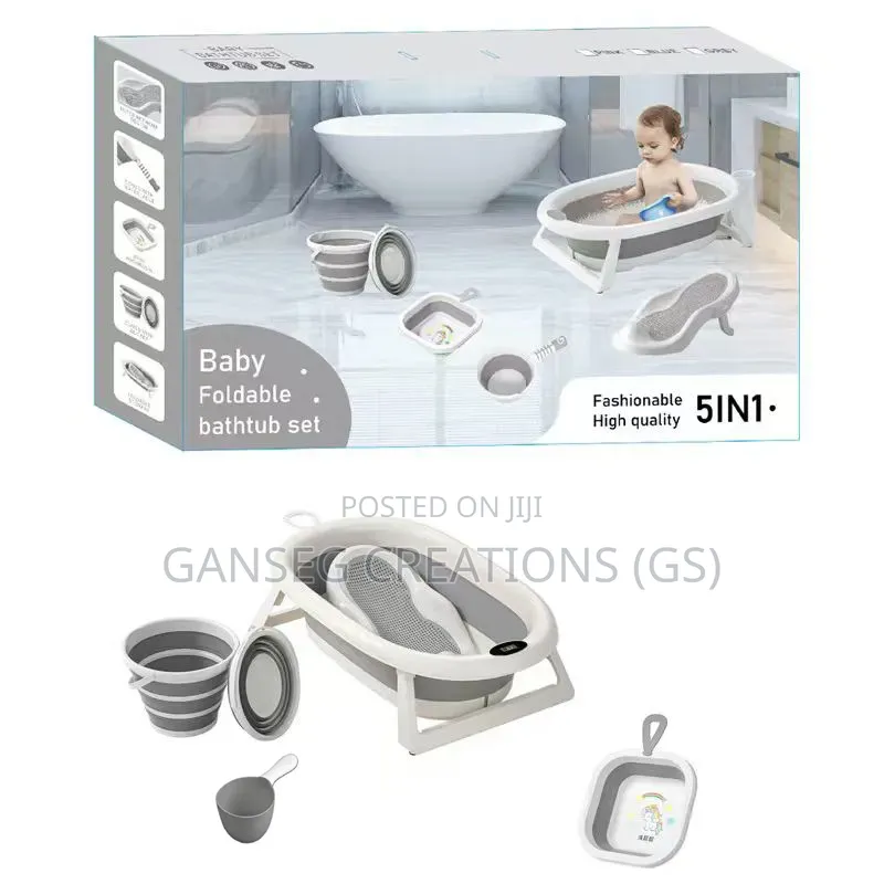 Brand New 5-in-1 Fashionable Foldable Baby Bath Tub Set