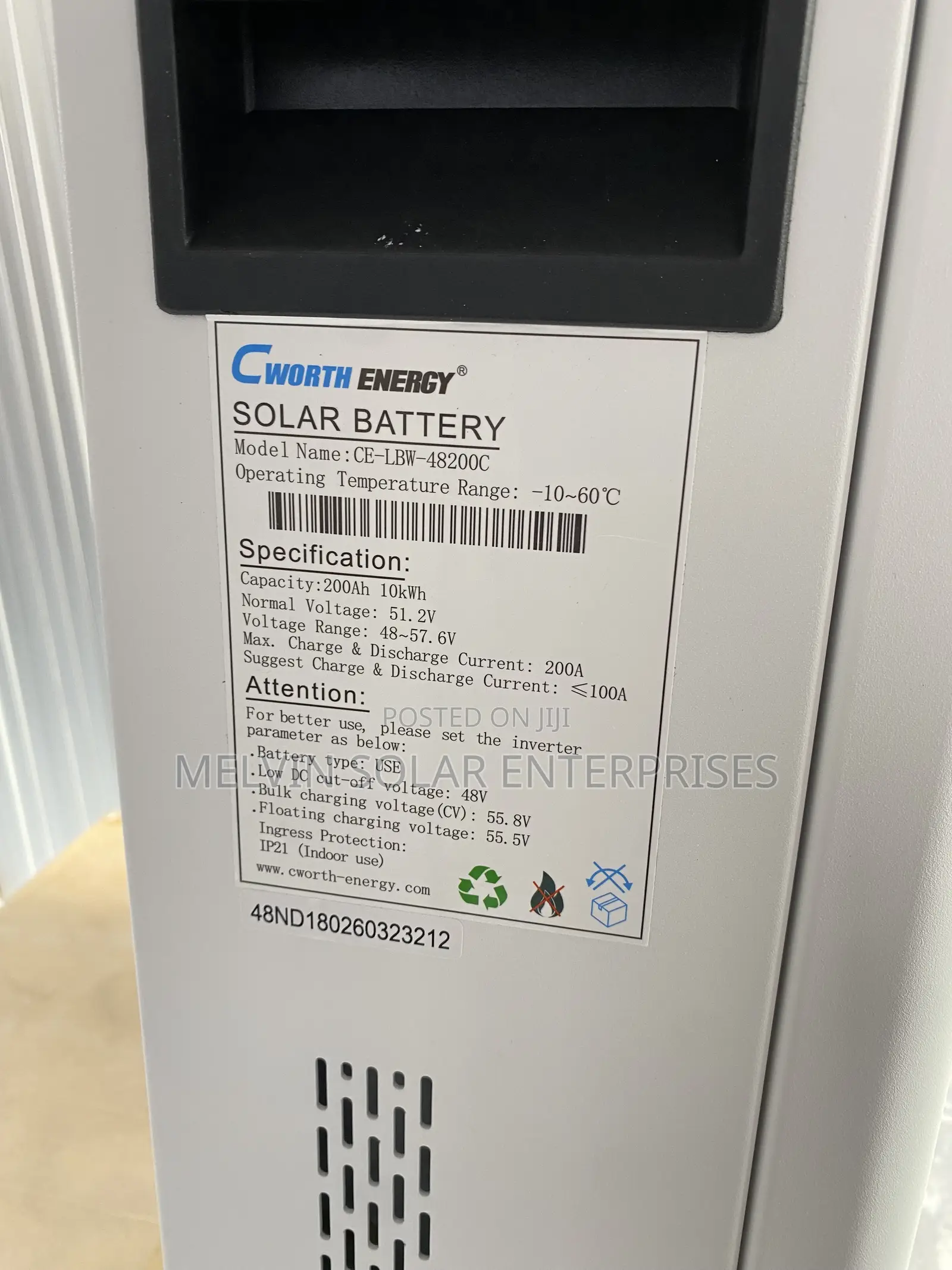 10kwh 51.2v Cworth Solar Lithium Ion Phosphate Batteries Available Now