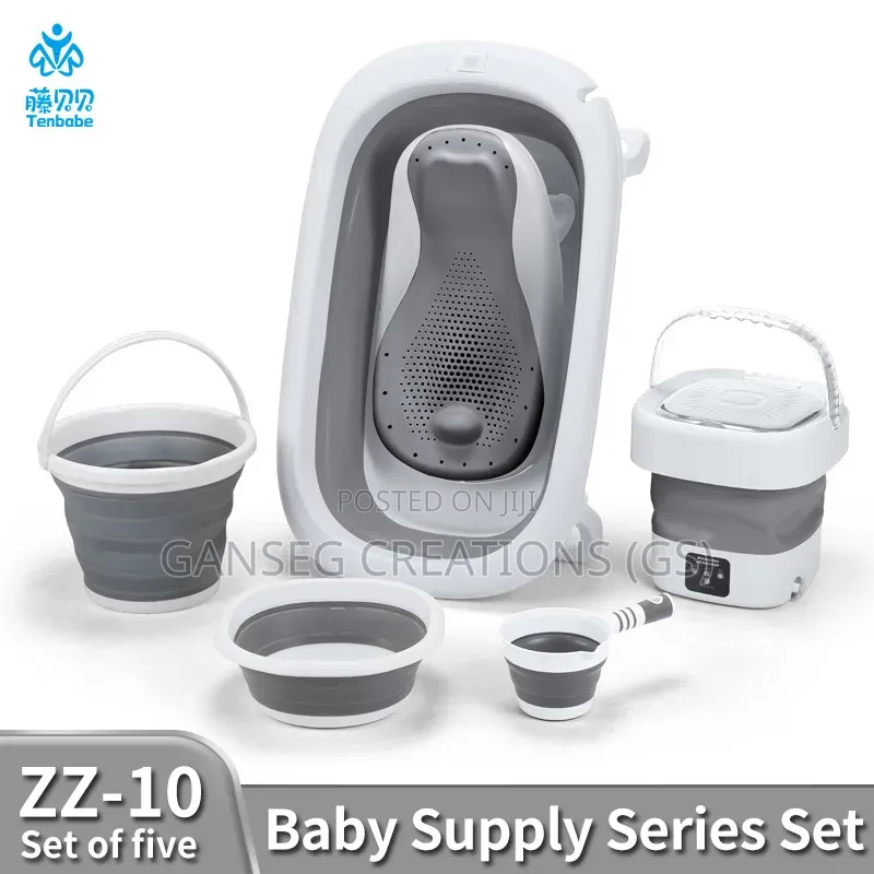 Brand New Tenbabe Foldable Baby Bath Tub Set With Mini Washing Machine