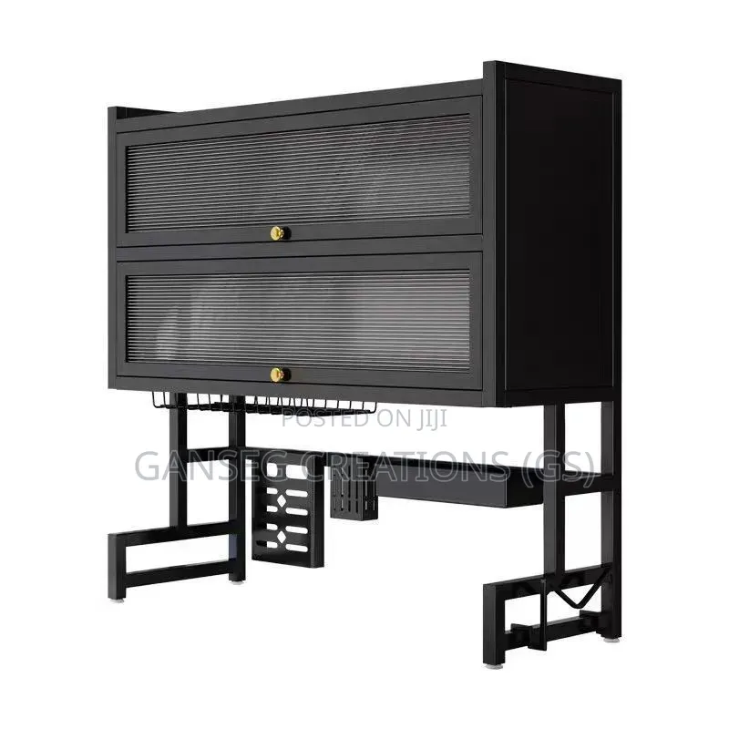 Kitchen Sink Storage Rack, Dish Rack, Dustproof Cabinet With Doors.
