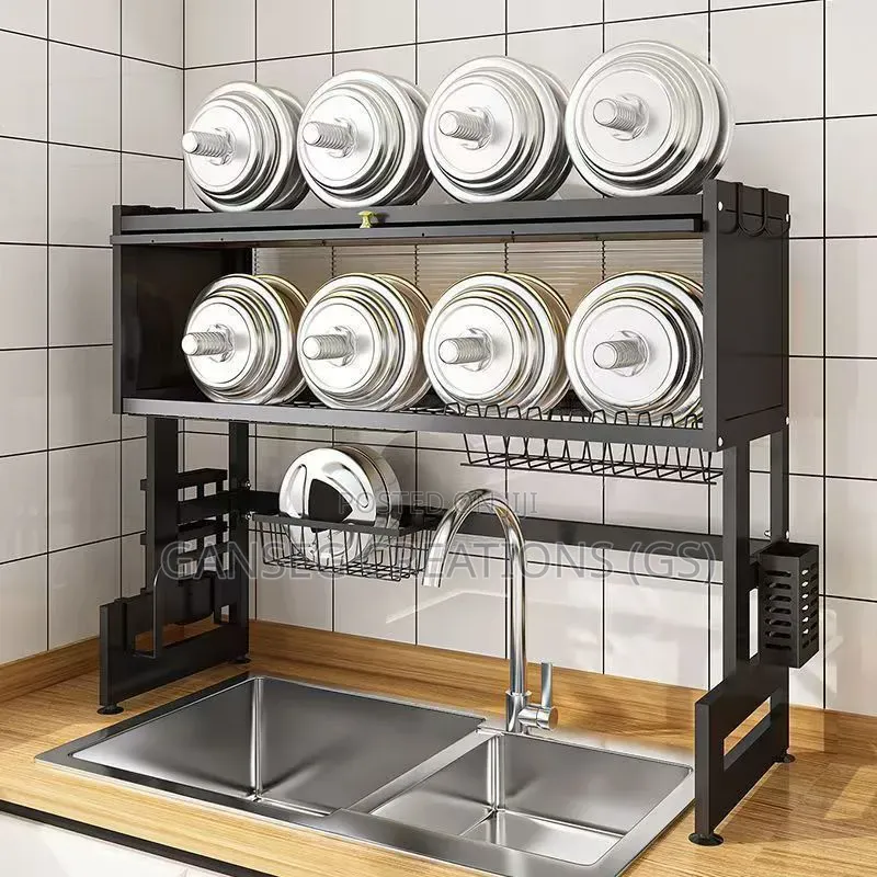 Kitchen Sink Storage Rack, Dish Rack, Dustproof Cabinet With Doors.