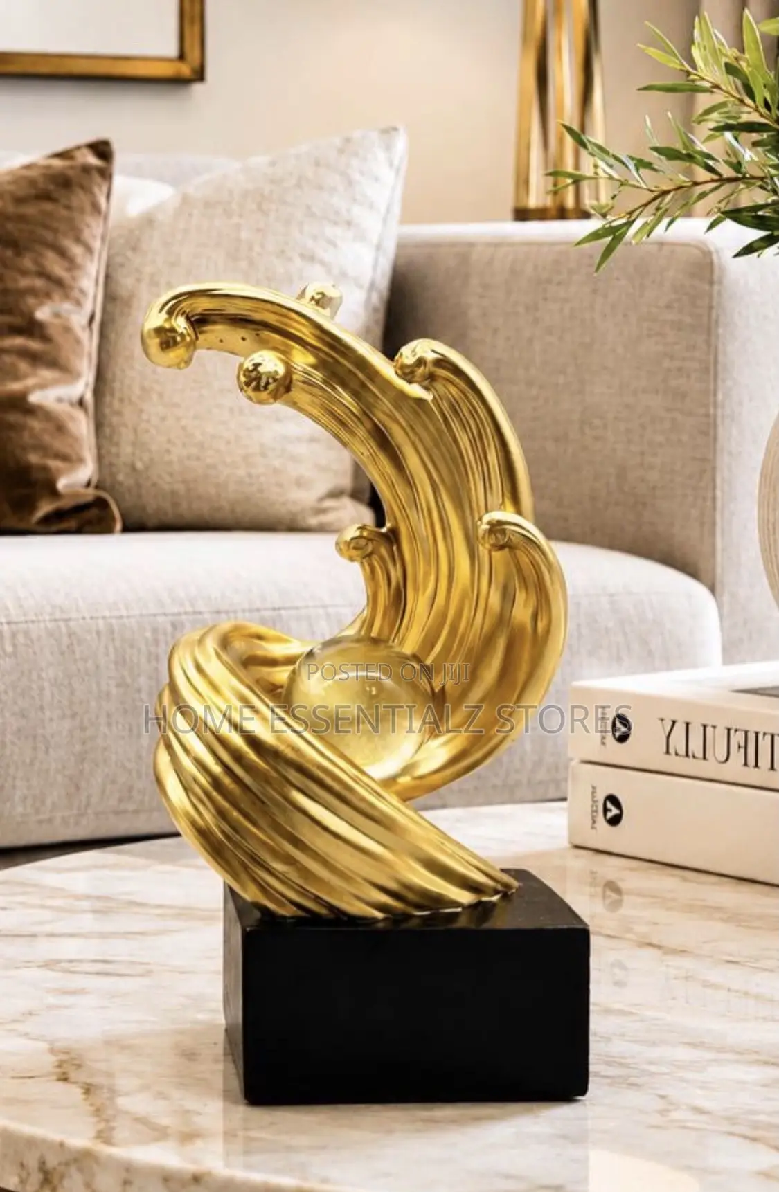 Abstract Wave Crystal Sculpture - Luxury Table Decor