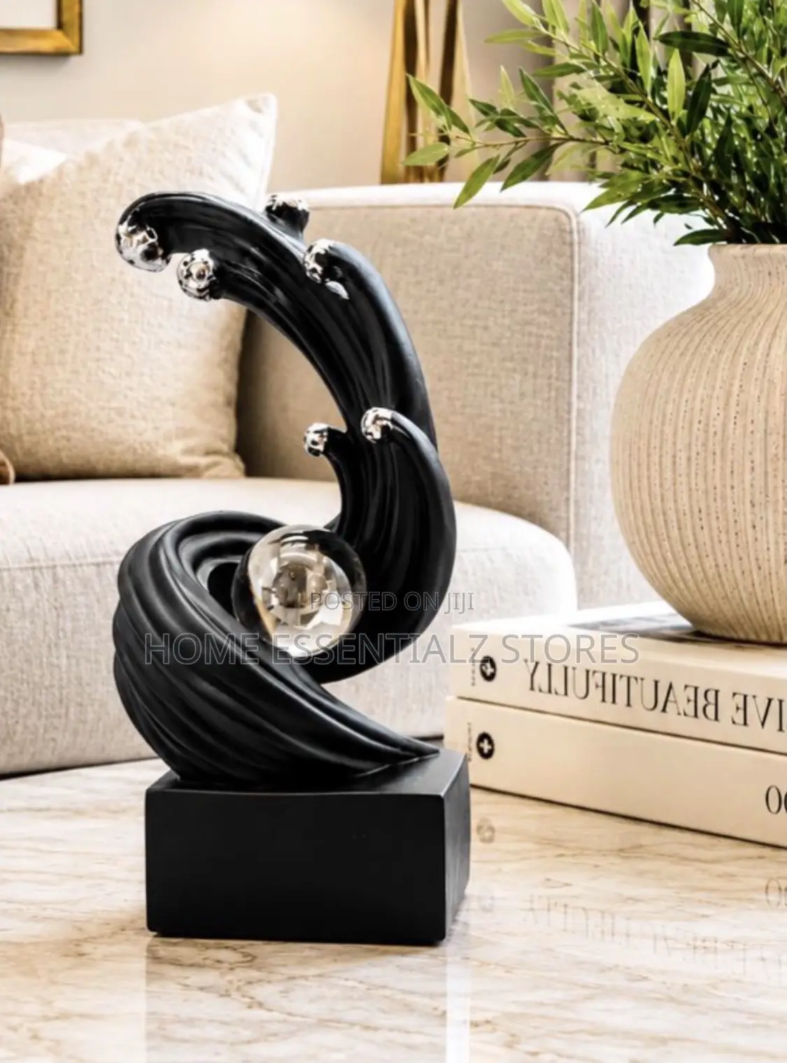 Abstract Wave Crystal Sculpture - Luxury Table Decor