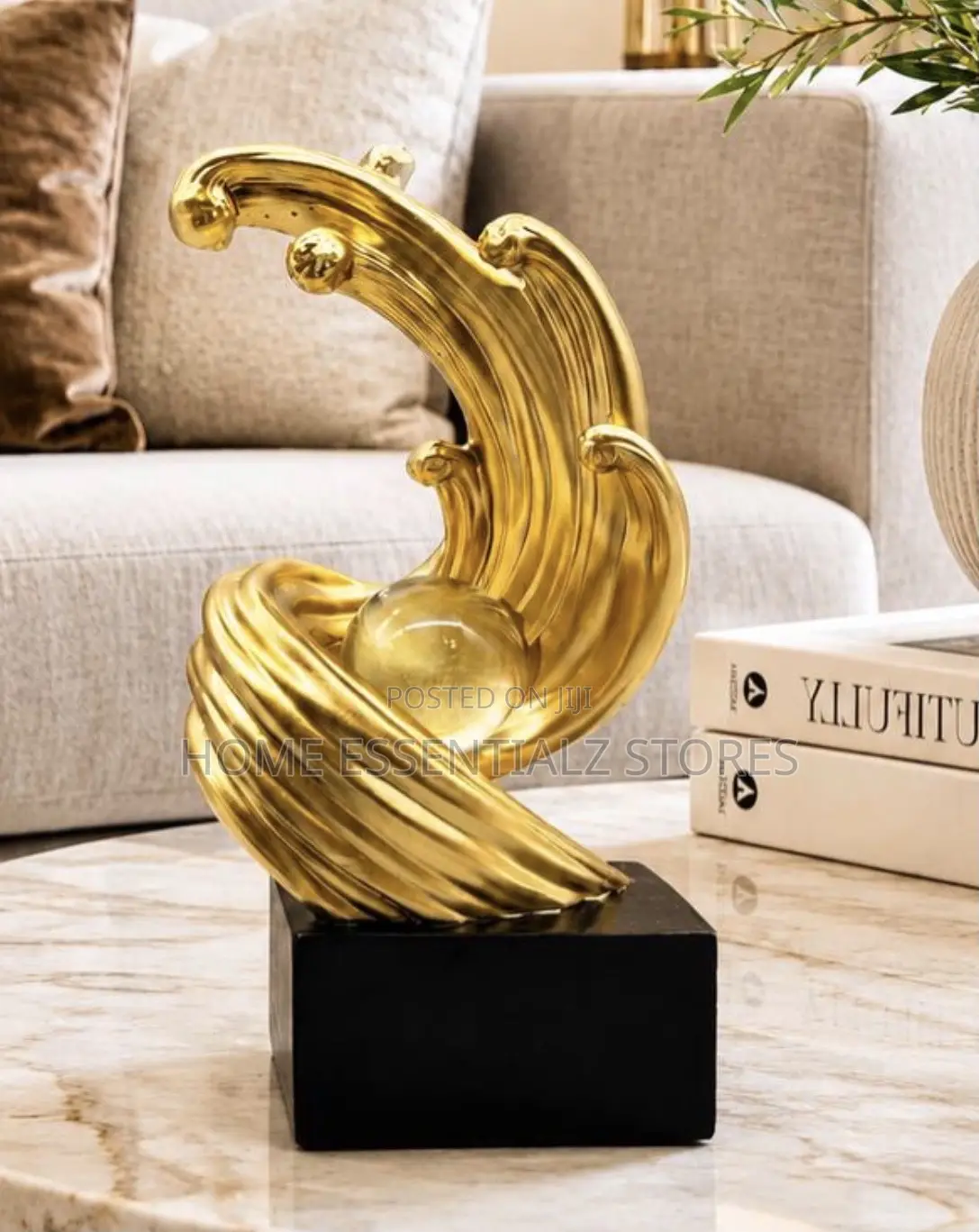 Abstract Wave Crystal Sculpture - Luxury Table Decor