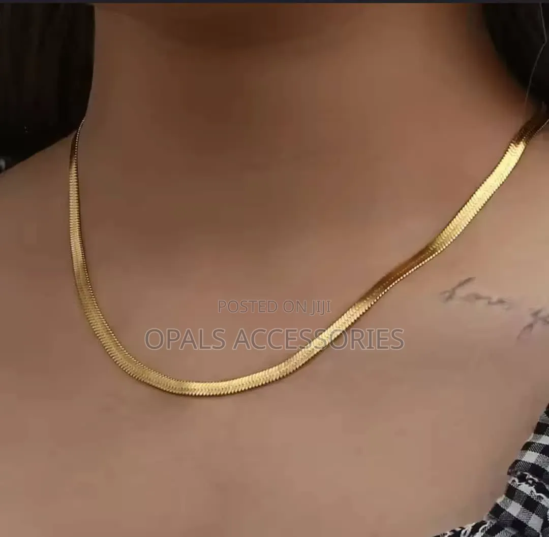 Classic Stainless Steel Flat Herringbone Snake Chain Necklace