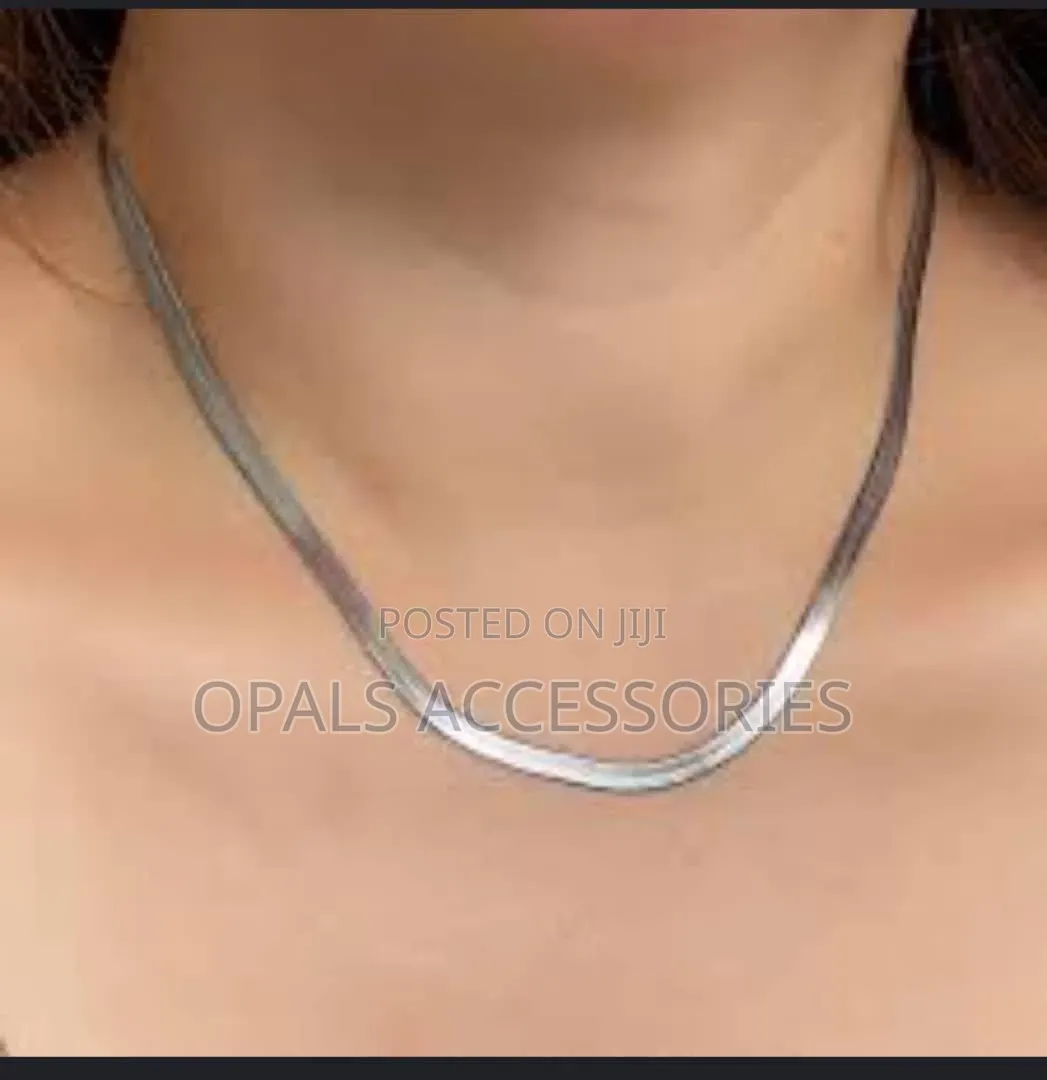 Classic Stainless Steel Flat Herringbone Snake Chain Necklace