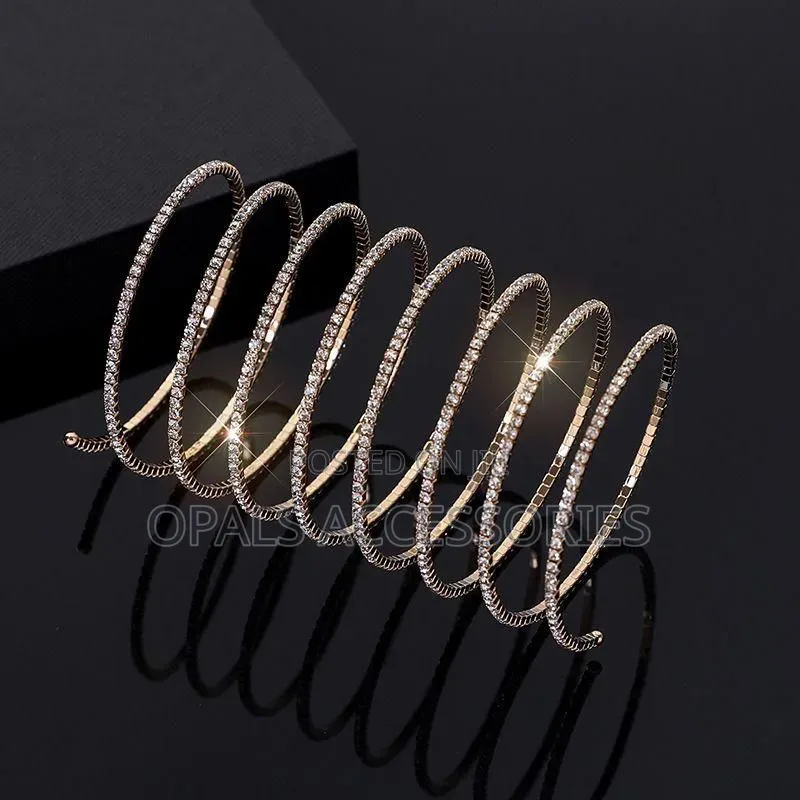Glamorous Multi-Layer Crystal Coil Arm Cuff Bracelet