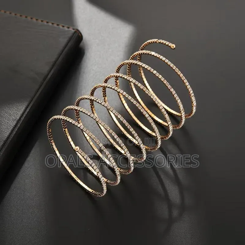 Glamorous Multi-Layer Crystal Coil Arm Cuff Bracelet