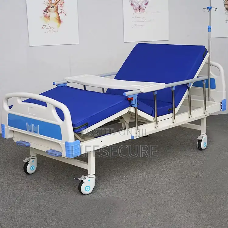 2 Crank Adjustable Hospital Bed (With Bed Table, Drip Stand Etc)