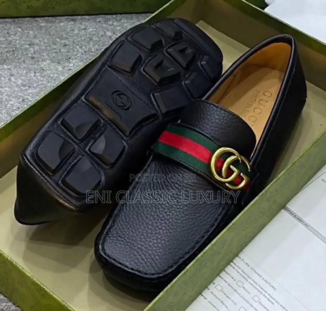 Gucci Glossy Luxury Men's Loafers Shoes Best Quality Well Banded