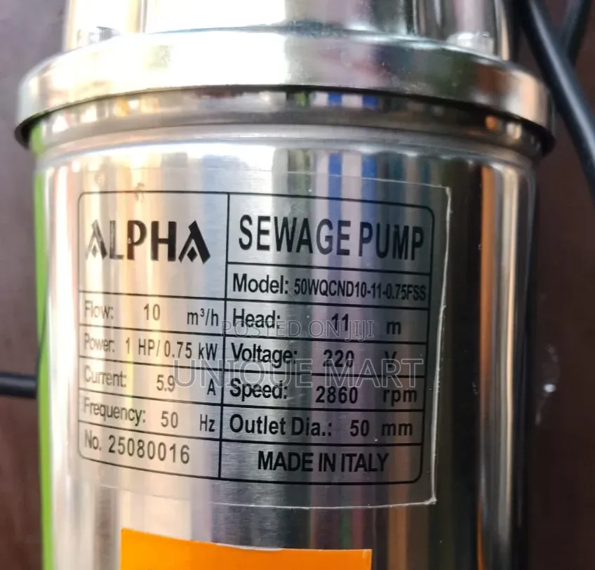 1hp Italian Stainless Sewage Submersible Pump With Grinder.100% Copper